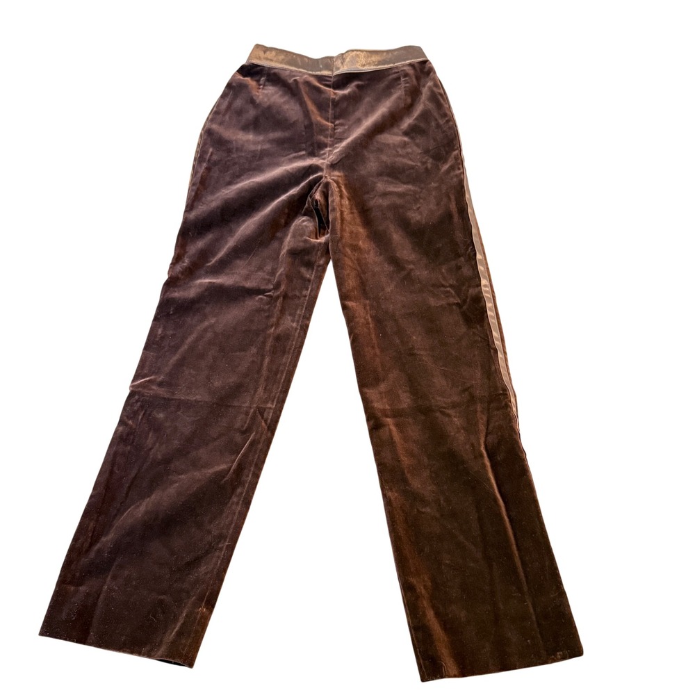 Vintage 1980s Escada by SRB Velvet Trousers Satin Trim (Made in Western Germany) - Picture 3 of 13